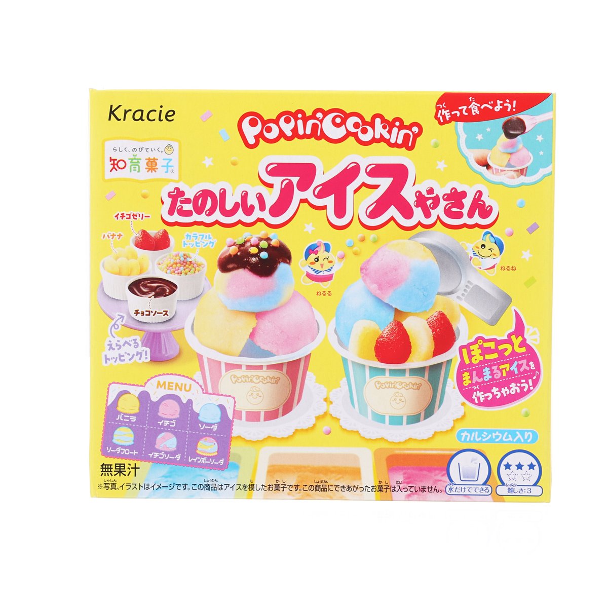 KRACIE Popin'Cookin DIY ice-cream candy kit box, colorful front artwork