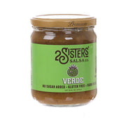 2 SISTERS SALSA CO Verde salsa jar, green label, no sugar added, gluten free, 473 mL
