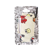 Foldable mini bag in cream with colorful doodle print and top flap