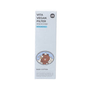 Light blue baby cotton vegan filter cartridge box with bear icon and VITA label