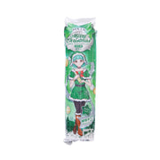 Melon-flavored sparkling drink bottle, green Christmas label with cartoon girl