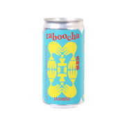 Jasmine green tea kombucha can, TABOOCHA 250 mL, blue with yellow label