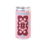 TABOOCHA rose black tea kombucha can, pink with dark rose graphic, 250 mL