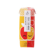 Apple hawthorn rice water drink carton, front with colorful fruit icons