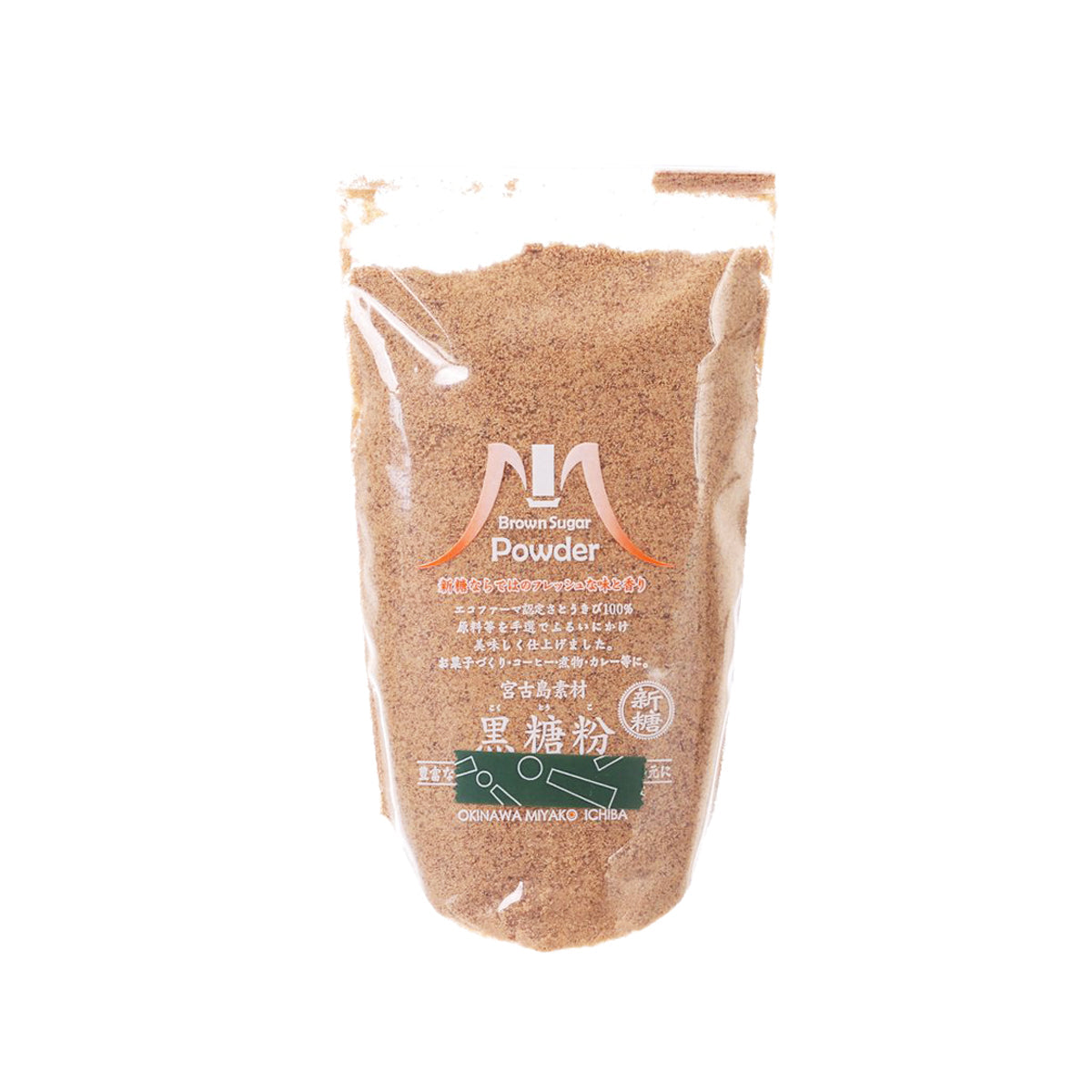 Brown sugar powder in resealable stand-up pouch, front label detail