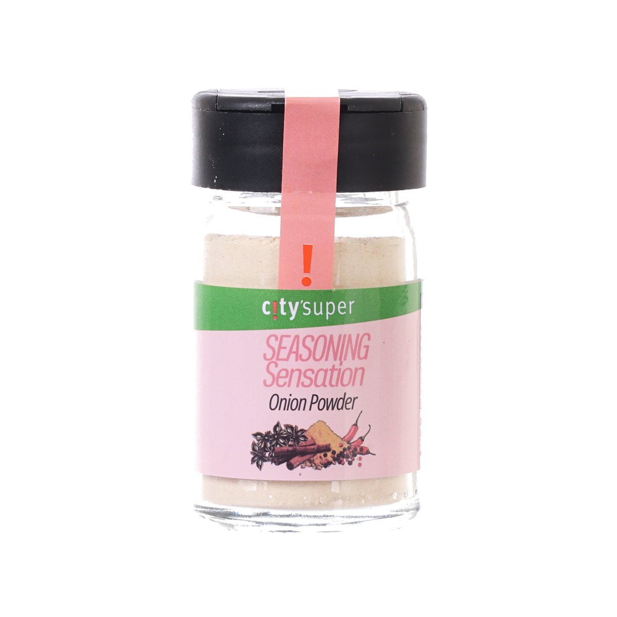 CITYSUPER onion powder jar with black lid and pink label front
