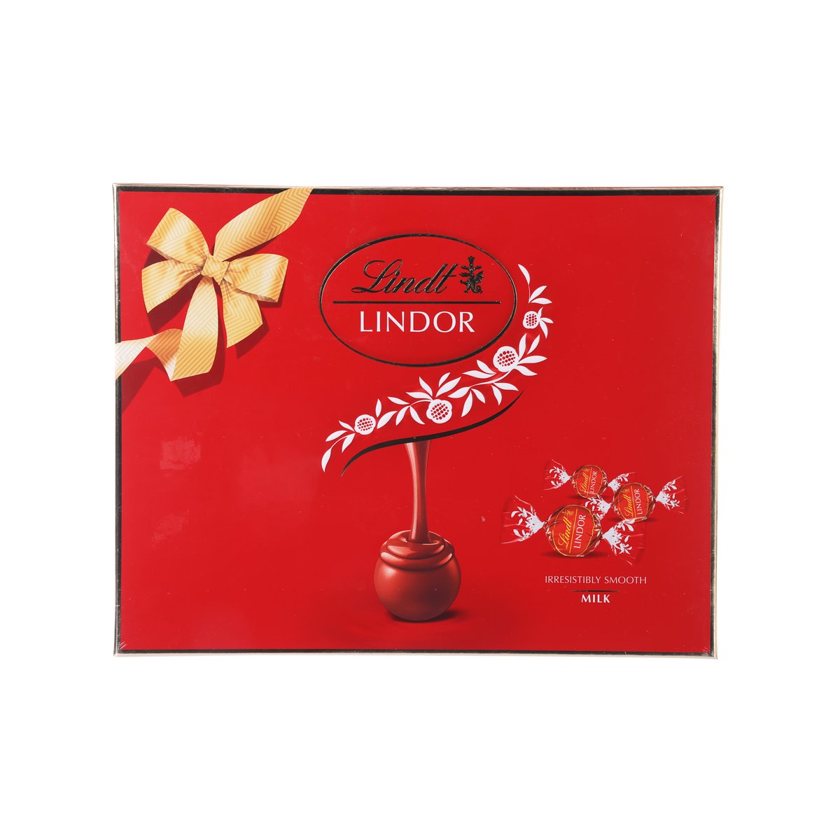 Milk chocolate gift box with red Lindor logo and ribbon bow, 225g
