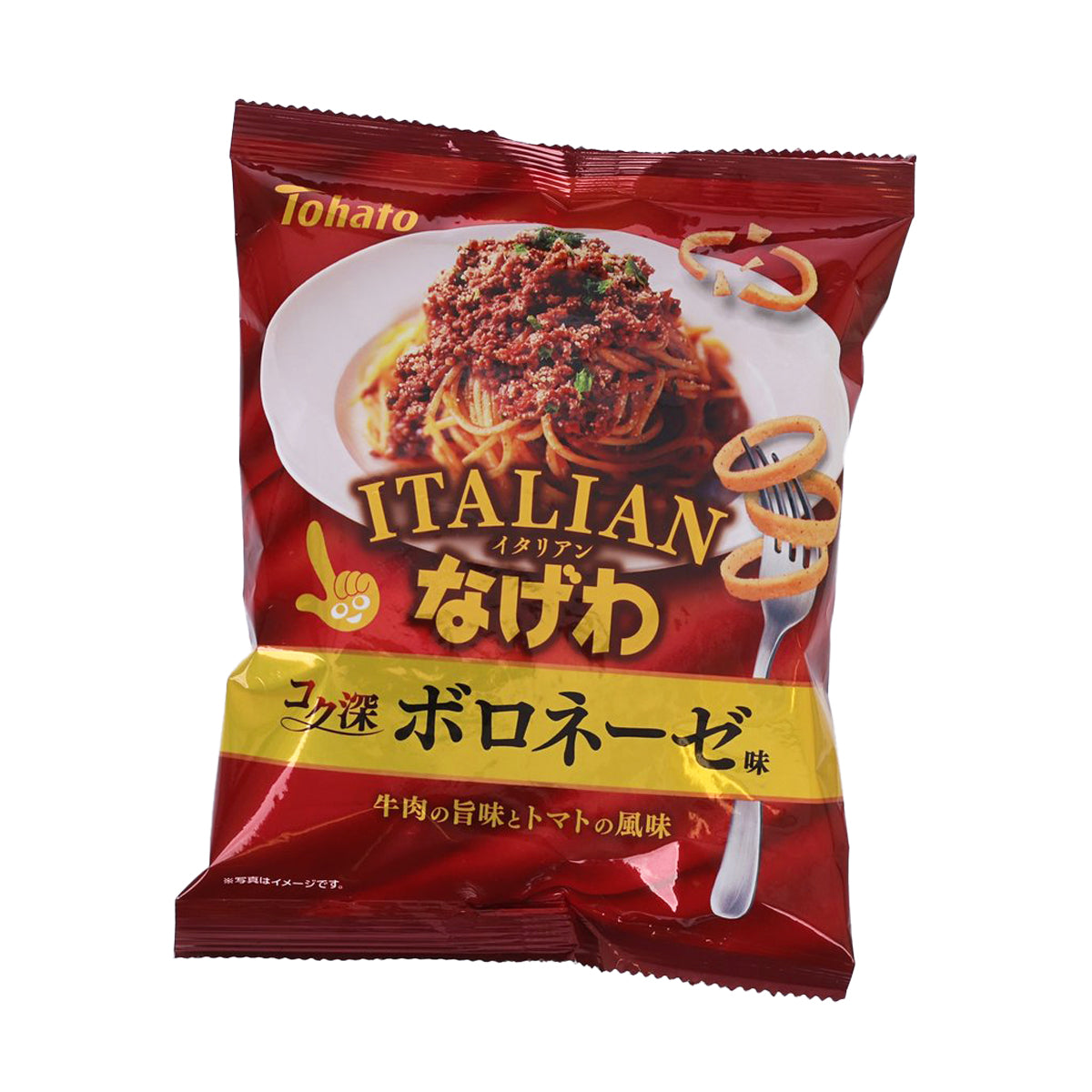 TOHATO Italian potato ring snack bag, rich bolognese flavor, red package