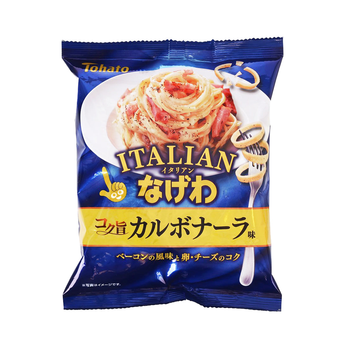 TOHATO Italian potato ring snack bag with rich carbonara flavor, 50 g