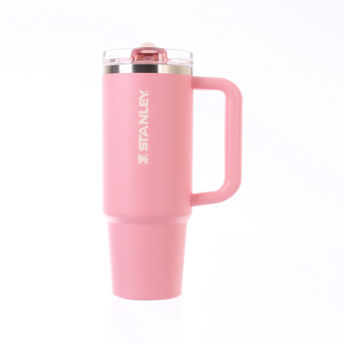 STANLEY Quencher Protour flip-straw tumbler, pink with carry handle and clear lid