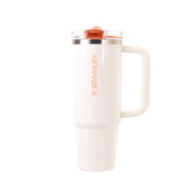 30oz cream apricot gloss tumbler, flip straw lid, carry handle