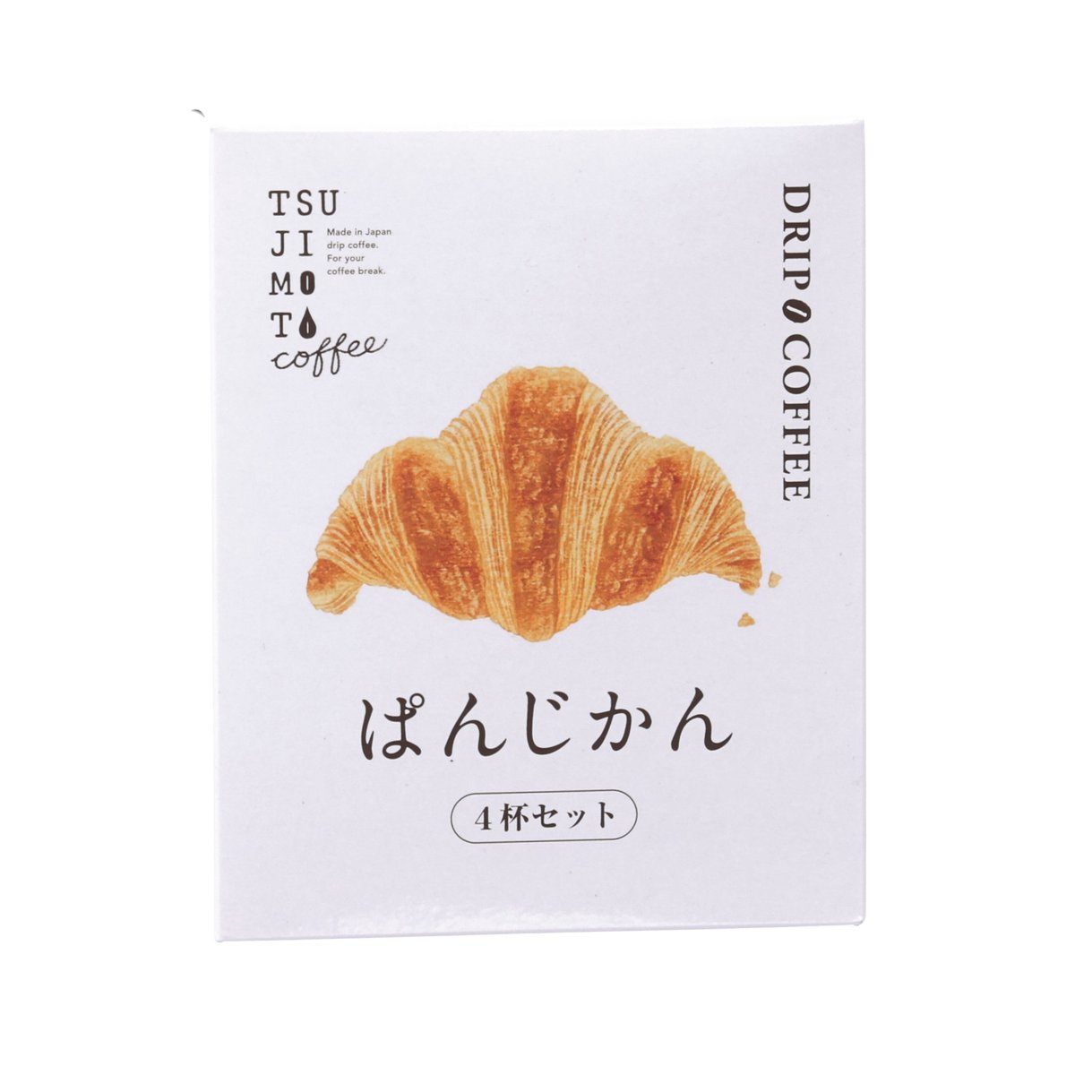 TSUJIMOTOCOFFEE drip coffee pairing with bread box, croissant design, 4 cups set