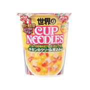 Cup Noodles chicken stew flavor cup with front graphic and serving illustration