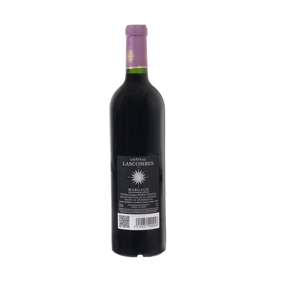 CH Lascombes Margaux 2020 red wine bottle, 750mL, front label view