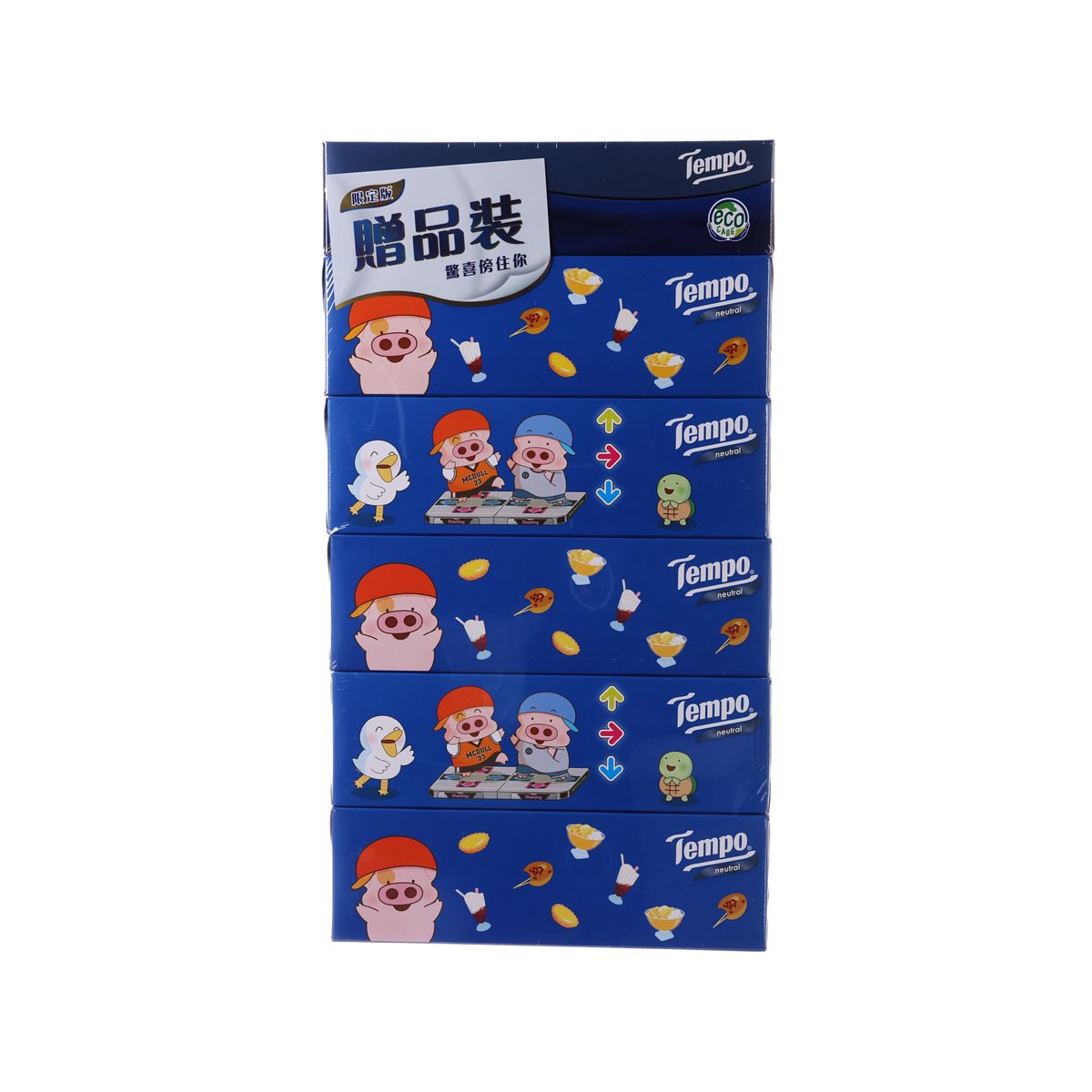 Blue character-pattern facial tissue box, gift set 5+1 packs