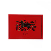 SUNNYHILLS cake set box, red with horse-style illustration and logo