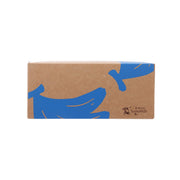 SunnyHills banana waffle cookie box with blue banana pattern on kraft paper