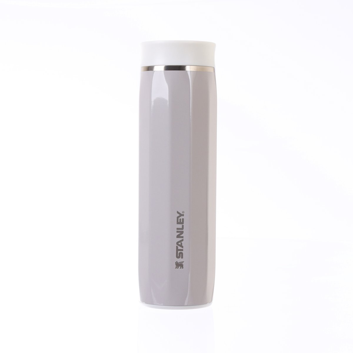 STANLEY 16oz ash gloss insulated travel mug with silver lid ring