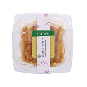 Bonito burdock in clear plastic tray with CITYSUPER label, brown seasoned burdock sticks