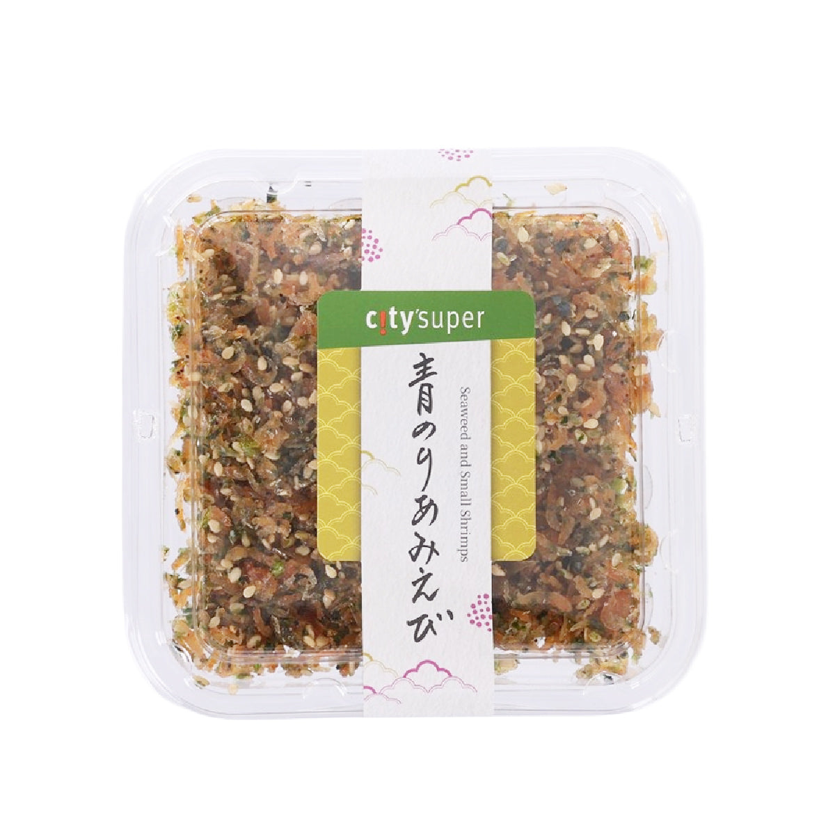 Seaweed and small shrimp topping in clear plastic tray, citysuper label