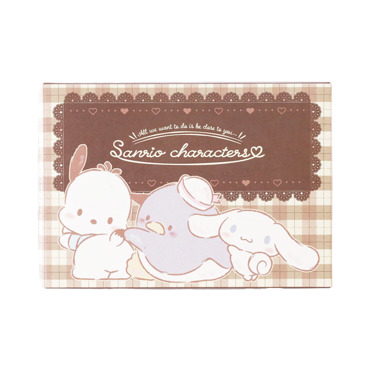 Assorted chocolate gift box with cute rabbit characters and heart pattern front