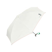 Off-white folding umbrella with green handle strap, 47cm compact size