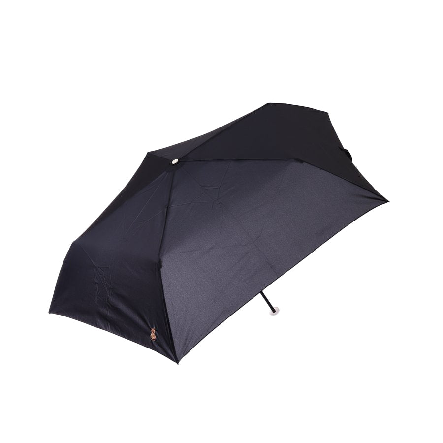 Lightweight folding umbrella with dark canopy and open frame, compact design