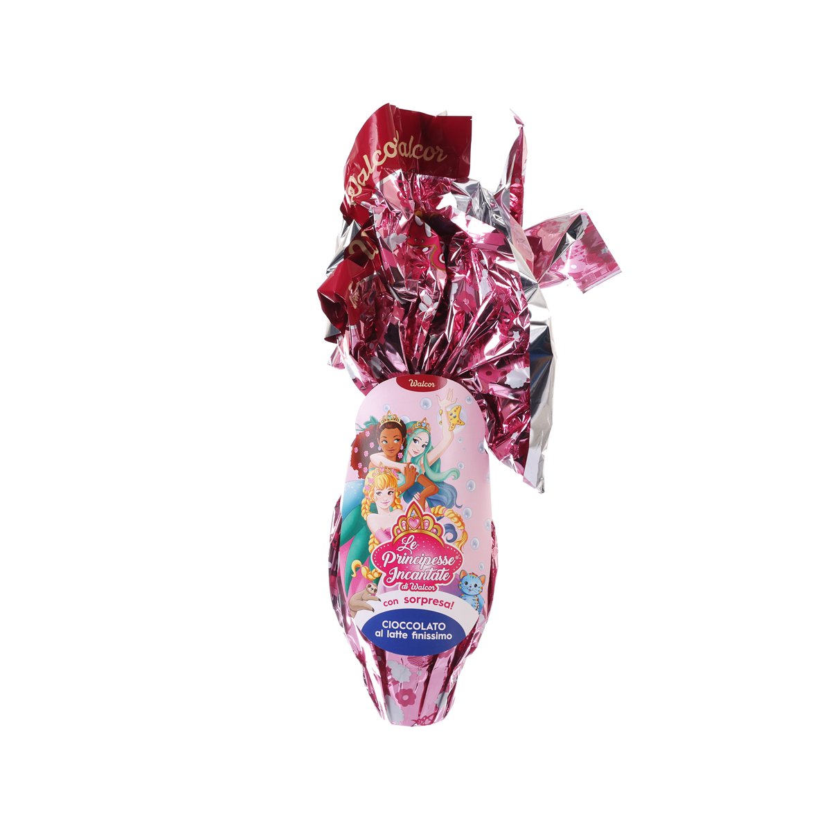 Milk chocolate egg with Enchanted Princess label, red foil wrap, 240g