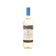 White wine bottle with blue cap and front label, 2024 vintage