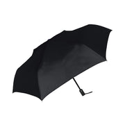 Black automatic fold umbrella with compact frame and auto-close strap