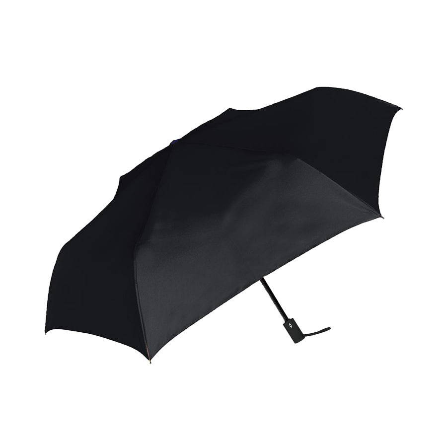 Black automatic fold umbrella with compact frame and auto-close strap