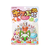 Fruit flavor gummy pouch with cute Pokemon character art and 20 kinds badge