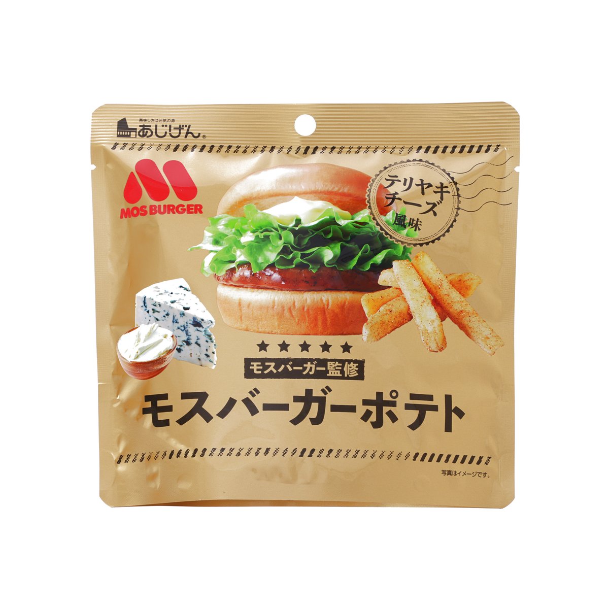 AJIGEN Mos Burger potato snack pouch, teriyaki cheese flavor, 50 g