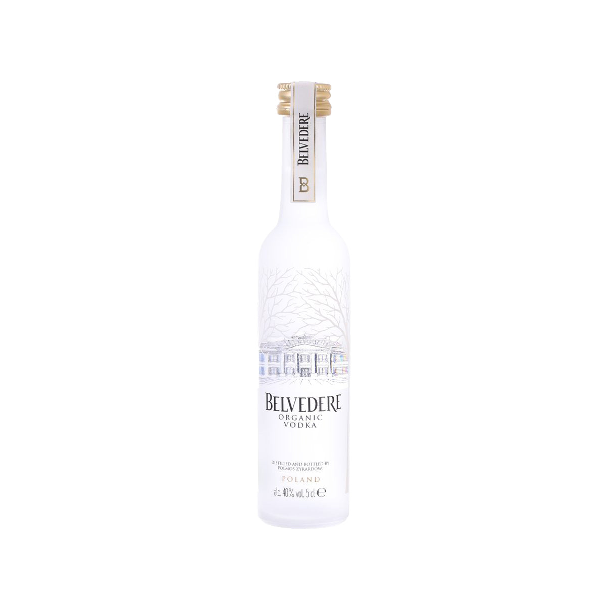 BELVEDERE Pure Organic Vodka 50 mL bottle with front label and foil neck cap