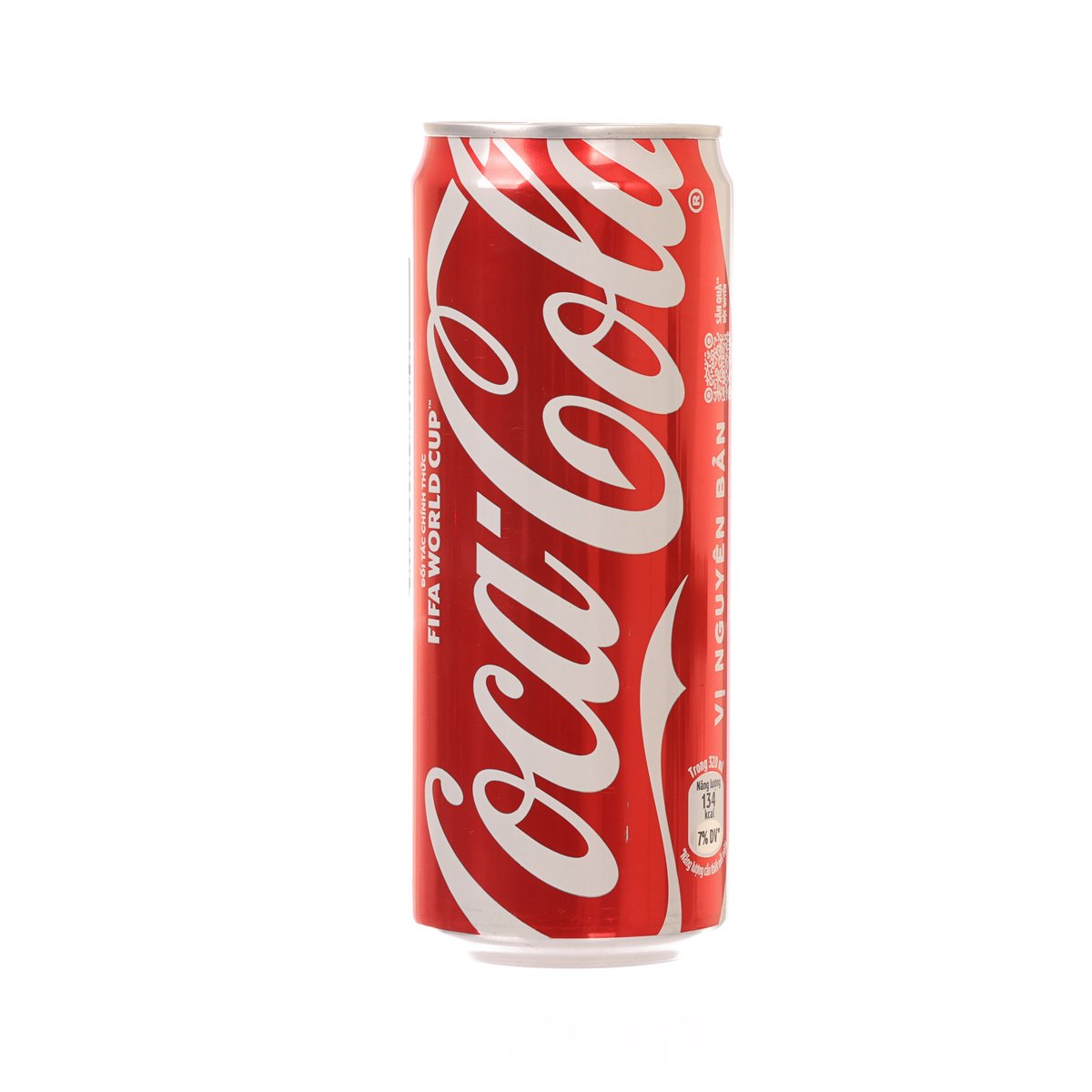 Coca-Cola 320 mL can, red with large white Coca-Cola script, side view