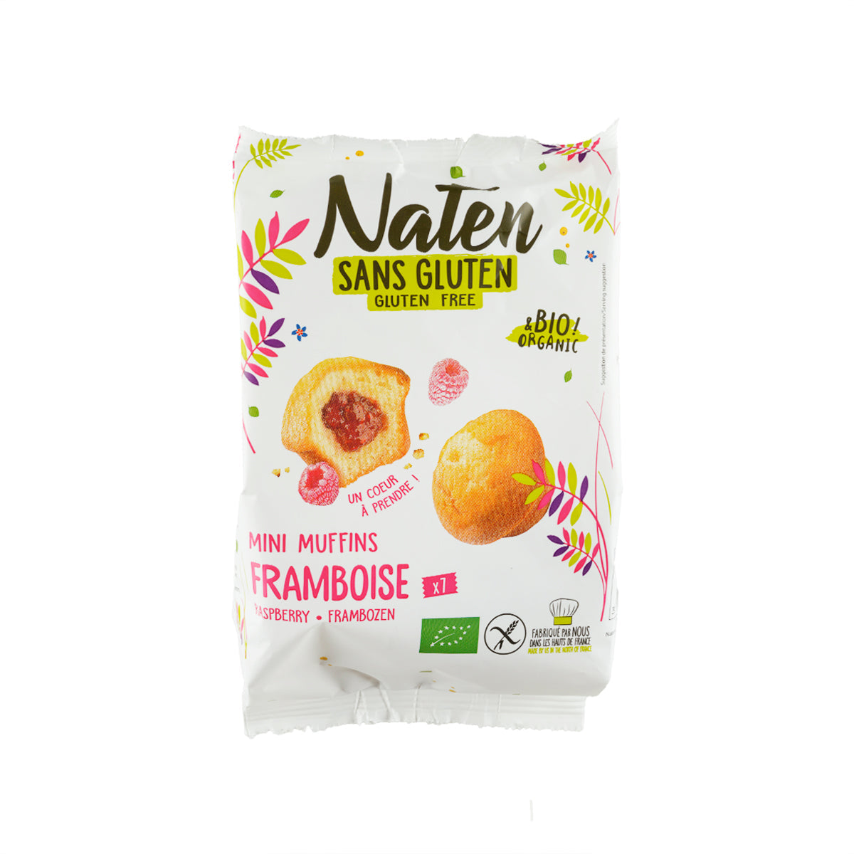 NATEN organic gluten-free mini muffins bag with raspberry jam filling, 200 g