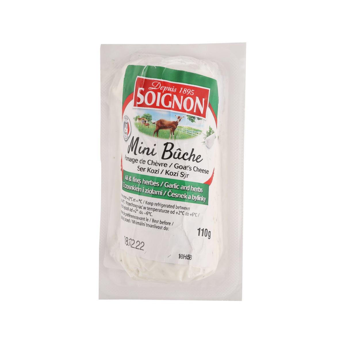 SOIGNON soft goat cheese mini wheel, garlic & herb flavor, 110g package