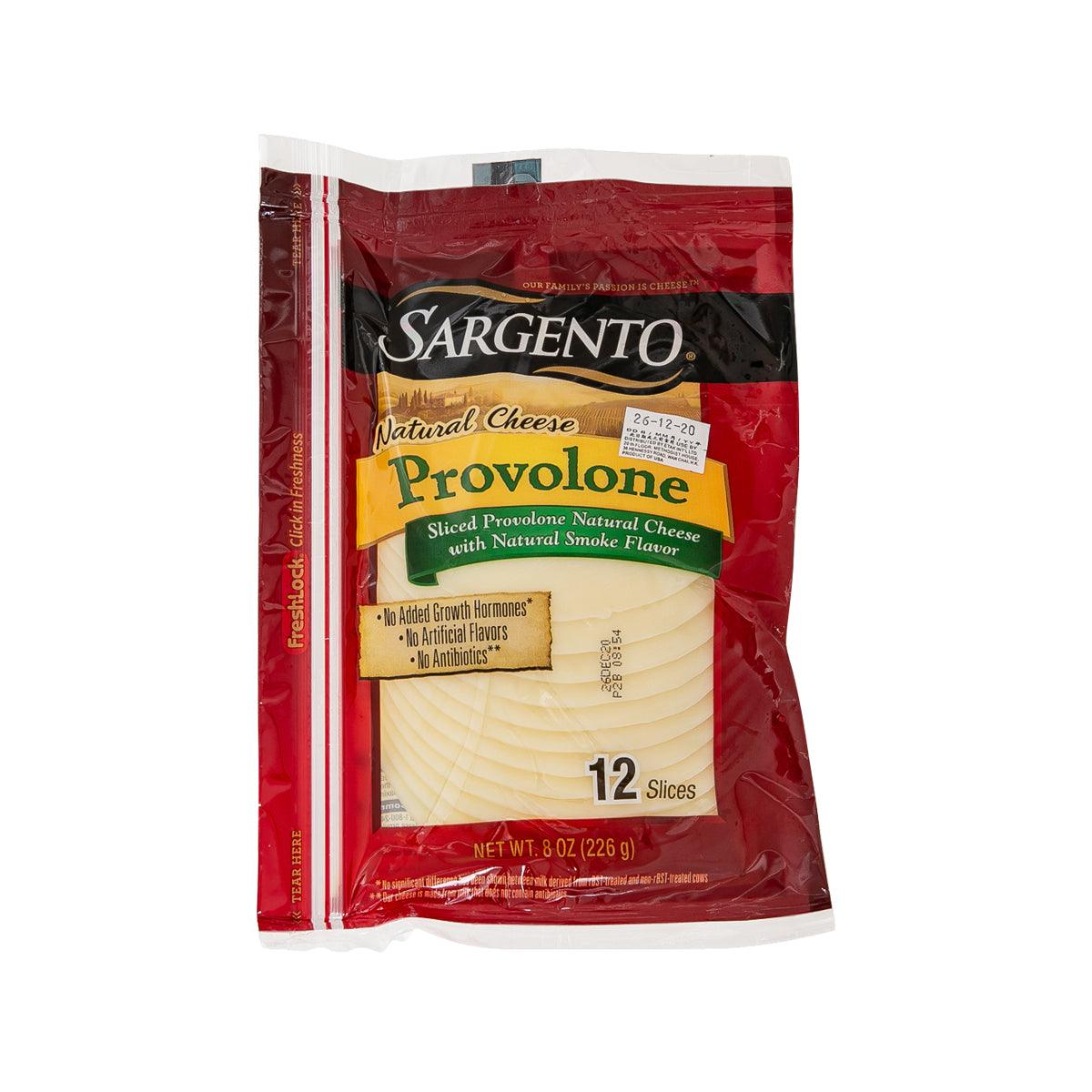 SARGENTO sliced provolone cheese pack, 12 slices, smoke flavor, sealed in red bag