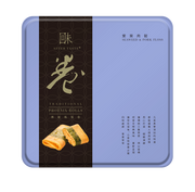 Blue and brown package for phoenix rolls with gold logo and roll photo