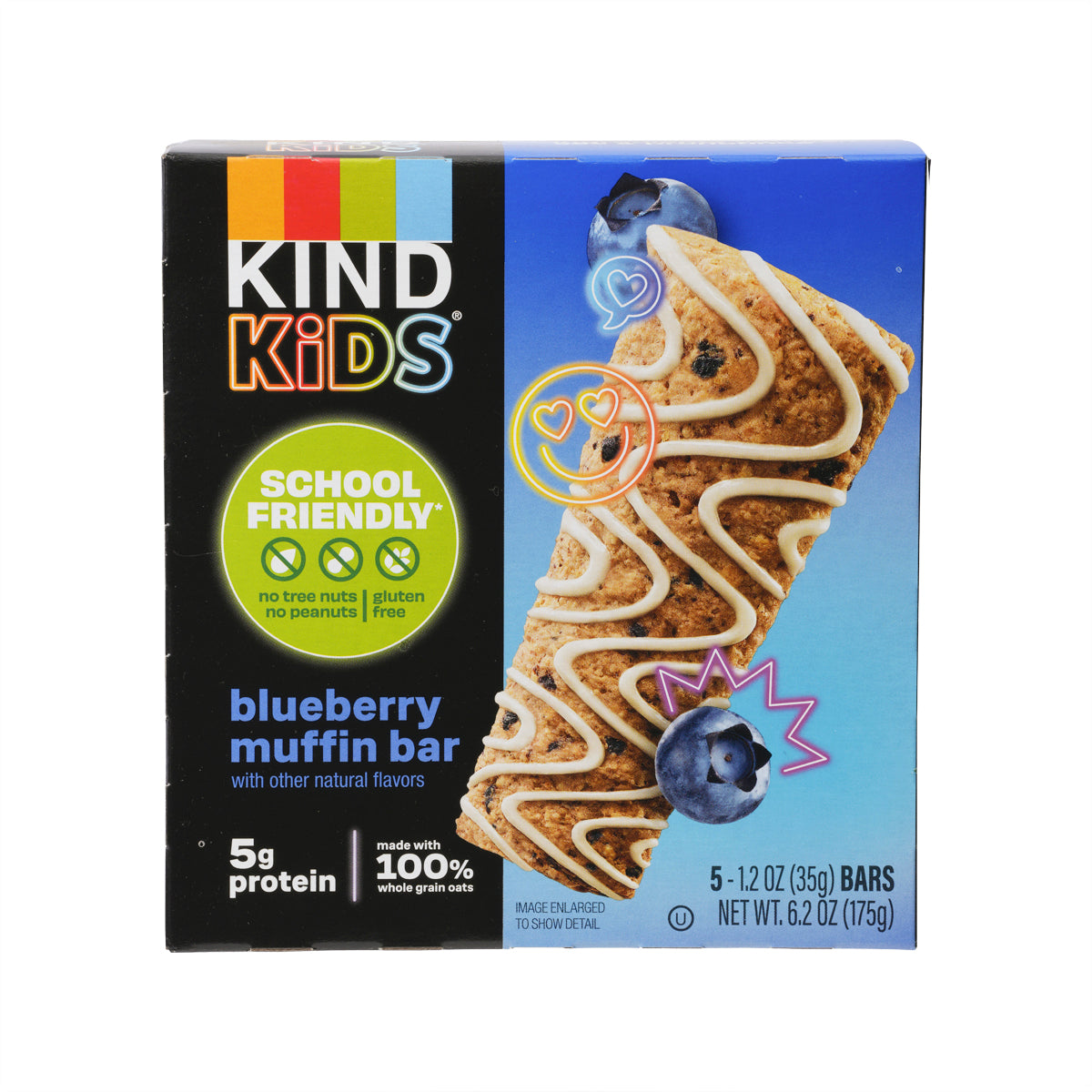 KIND Kids blueberry muffin bars box, 5 bars, school friendly