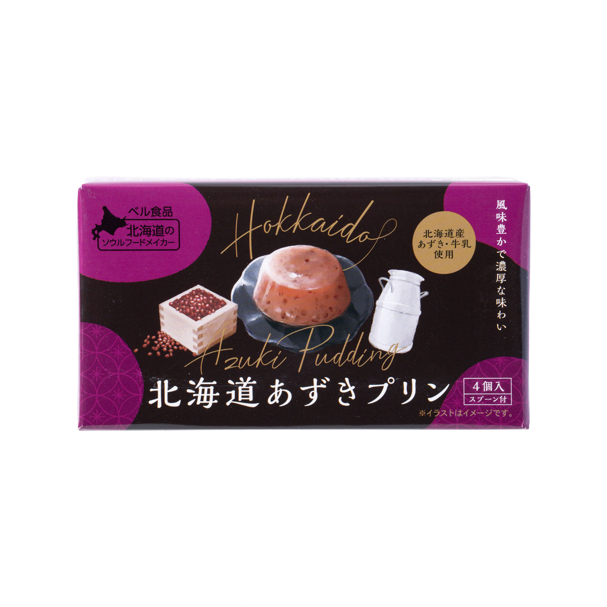 BELL FOODS red bean pudding multipack box, 4 servings, purple