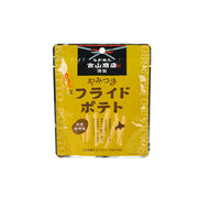 Roasted miso fried potato snack bag, yellow packaging with Japanese text.
