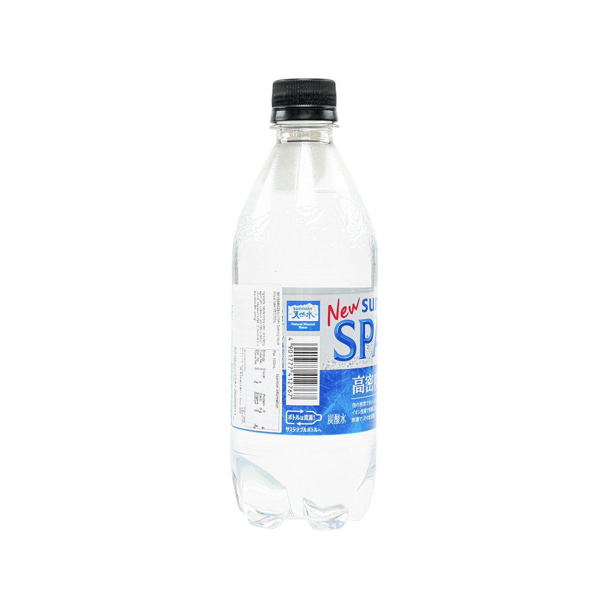 SUNTORY sparkling mineral water PET bottle, 500mL, back label and barcode