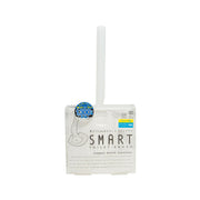 White smart toilet brush with stand in clear retail packaging
