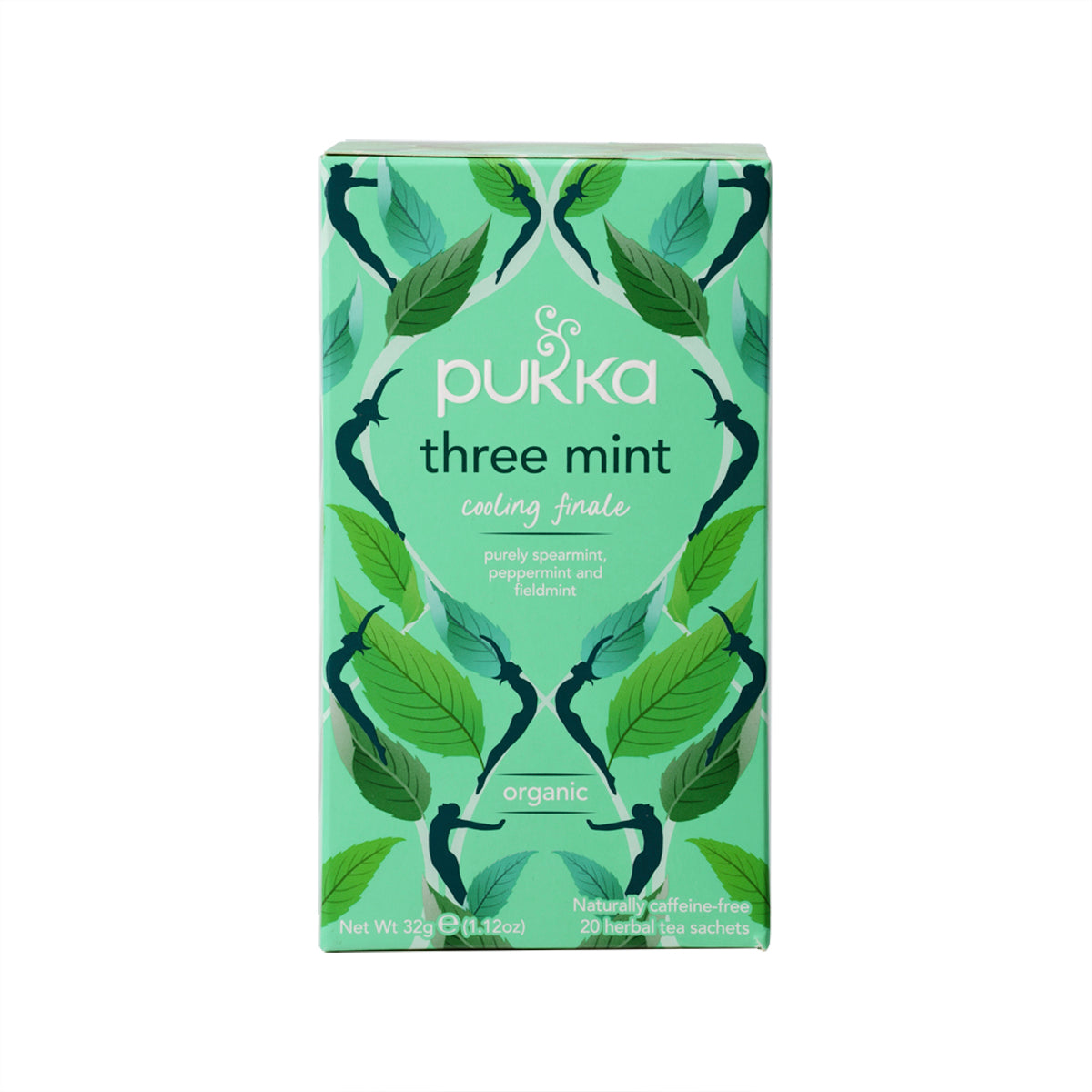 Organic three mint herbal tea sachet box, mint-green, PUKKA, 20 sachets (32g)