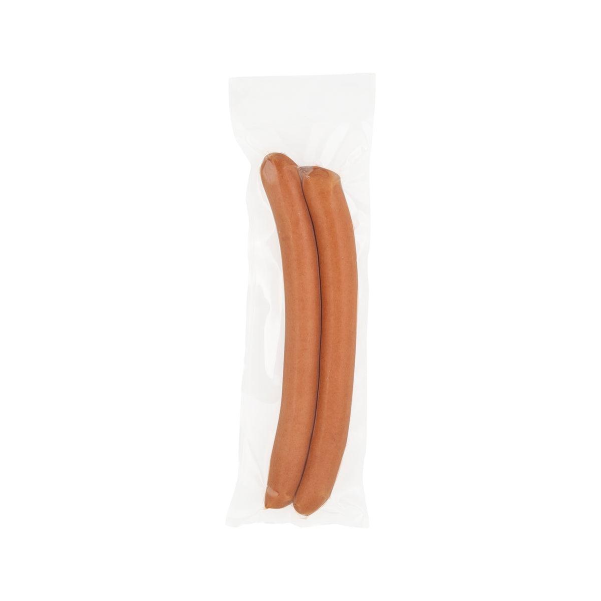 GRAEFKE bockwurst sausages in clear vacuum pack, two brown links