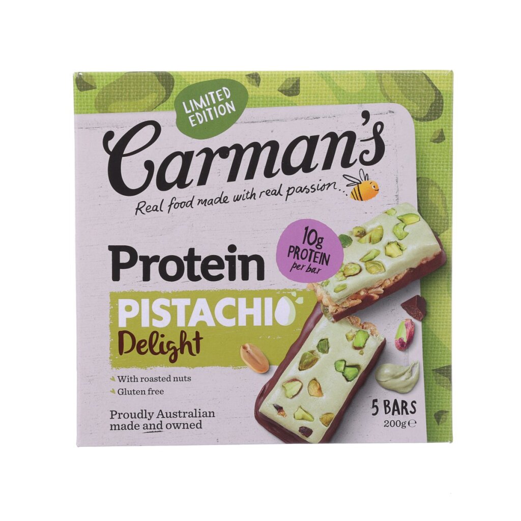 Protein bar pouch with pistachio dessert design, 5 bars, 200g