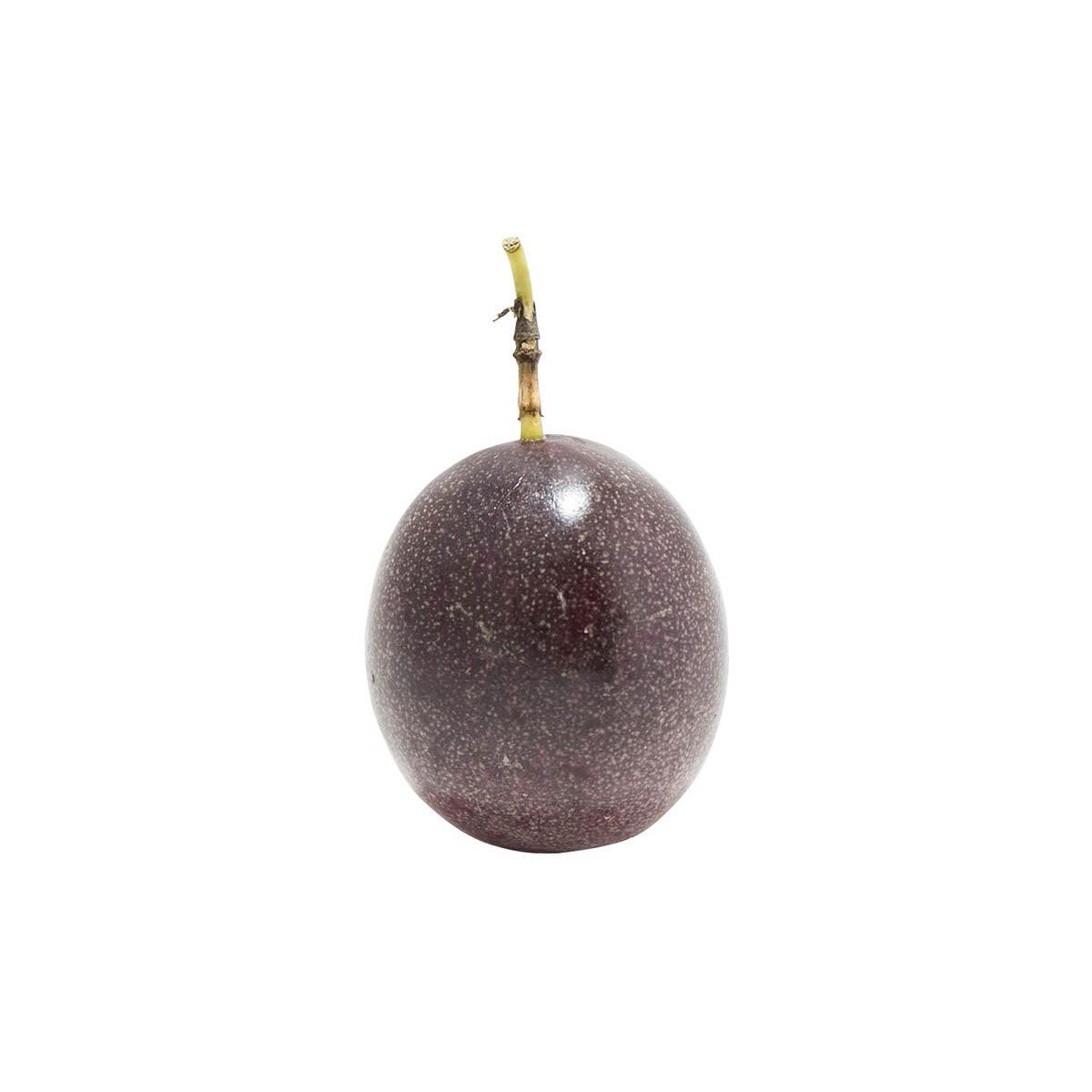 Australia passion fruit, dark purple whole fruit with green stem