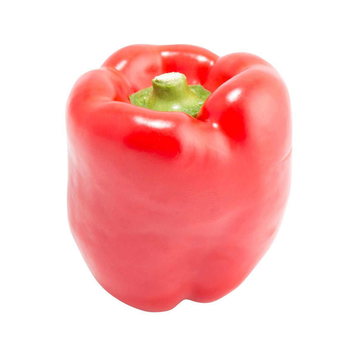Red bell pepper with green stem