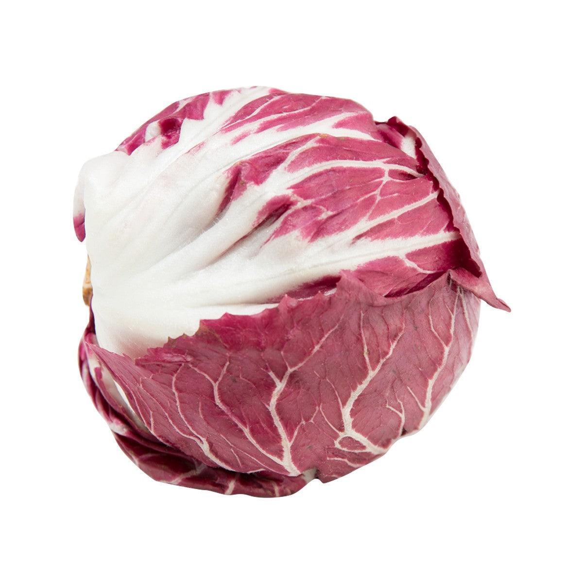 Radicchio head, white and magenta-red striped leaves (200g)